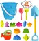 Summer Beach Sand Toy Set for Kids, 15PCS Sand Toys with Beach Bucket, Watering Can, Big Shovel, Rake, Sea Animal Molds Sand Castle Building Kit for Boys, Girls, Toddlers